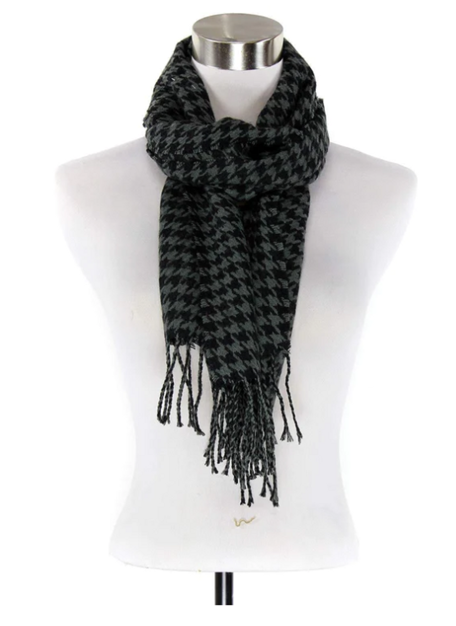 Moss Black Houndstooth Scarf - Garden Cottage
